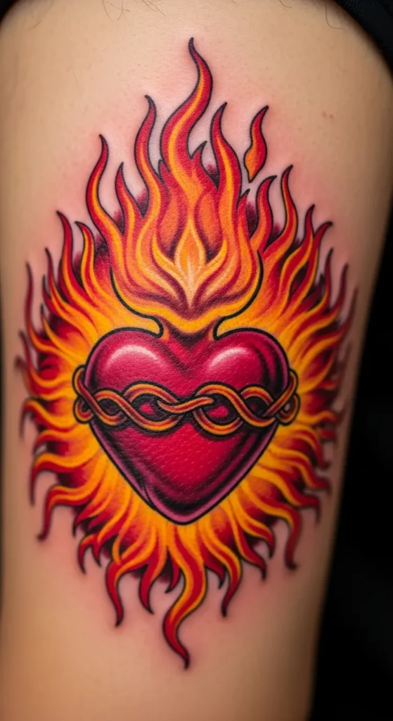 Sacred Heart with a Flame