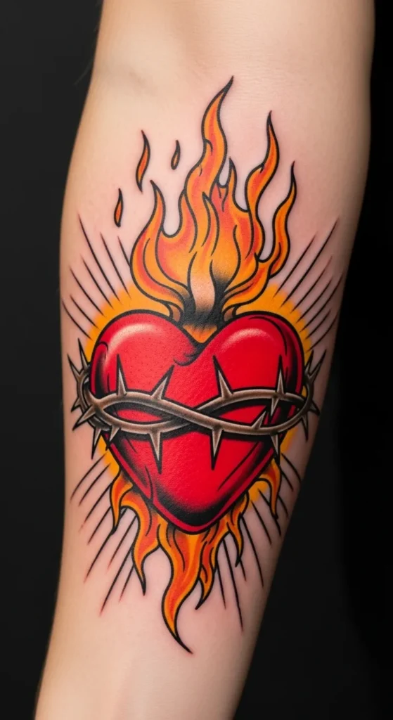 Sacred Heart with Flames and Thorns