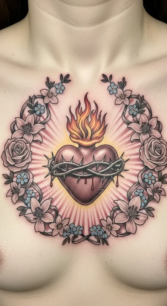  Sacred Heart with Floral Halo
