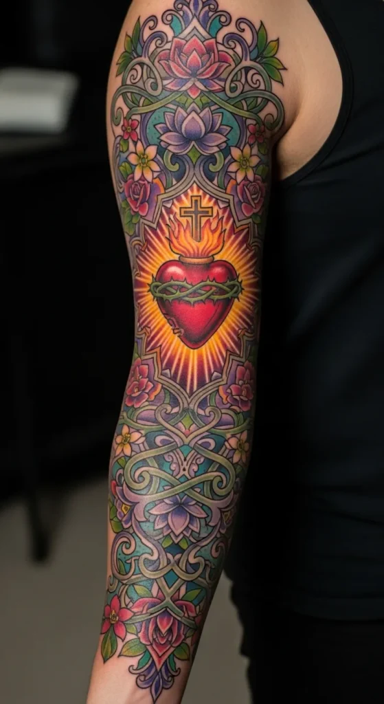  Sacred Heart with Floral Mandala