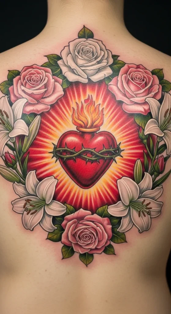 Sacred Heart with Floral Surround