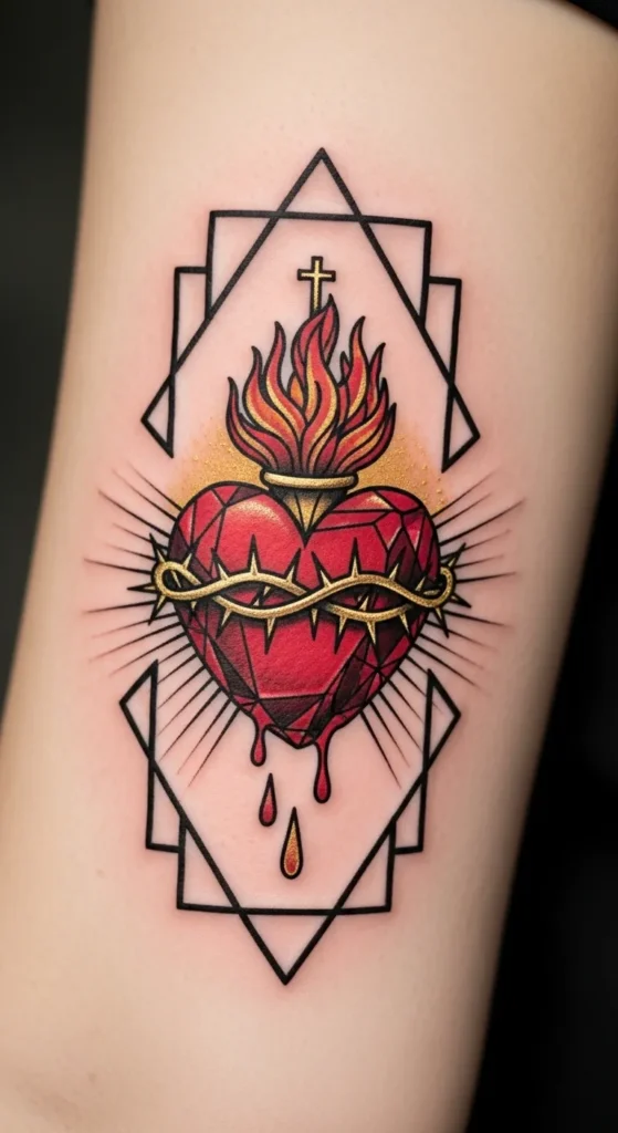 Sacred Heart with Geometric Frame