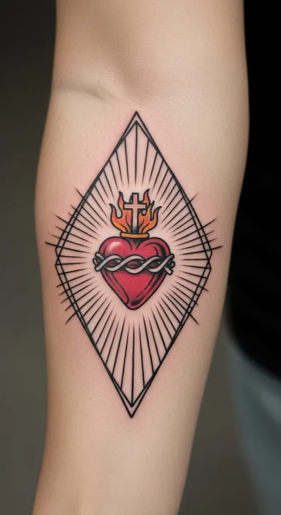 Sacred Heart with Geometric Frame