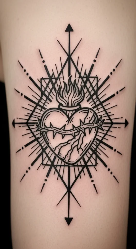 Sacred Heart with Geometric Halo