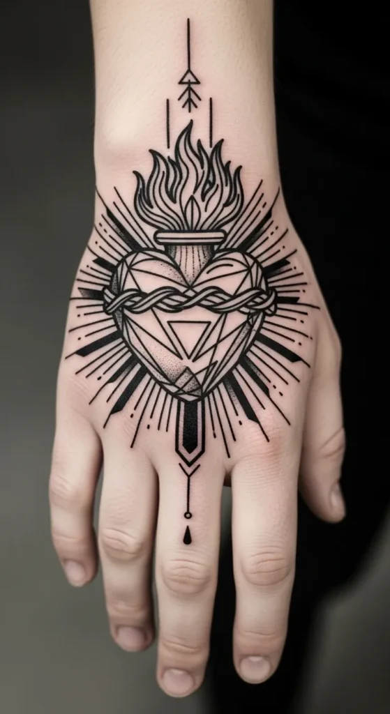 Sacred Heart with Geometric Patterns