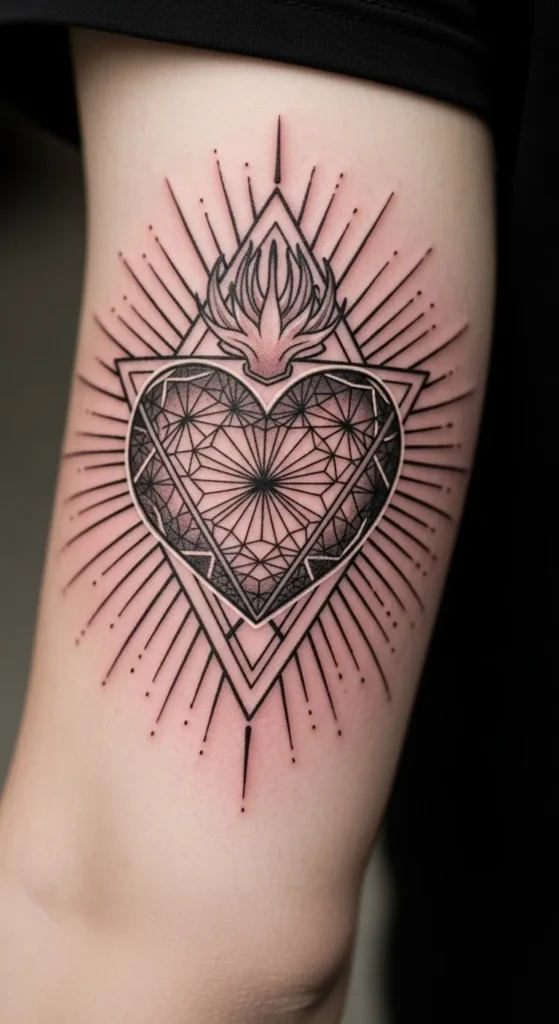 Sacred Heart with Geometric Shapes