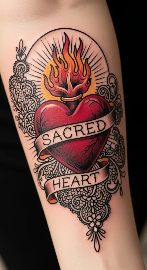  Sacred Heart with Lace Details