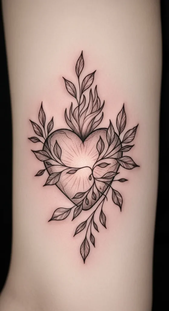 Sacred Heart with Leaves