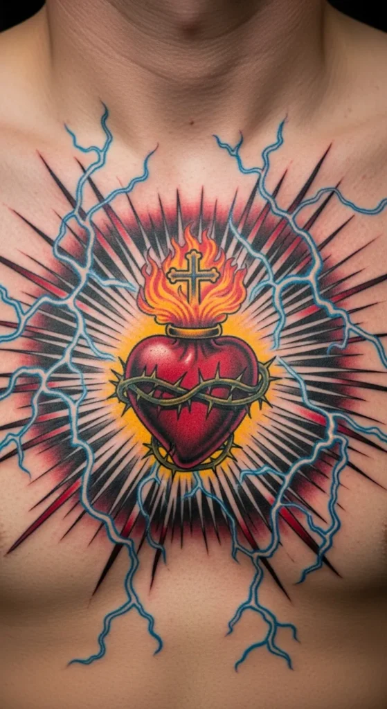 Sacred Heart with Lightning Effect