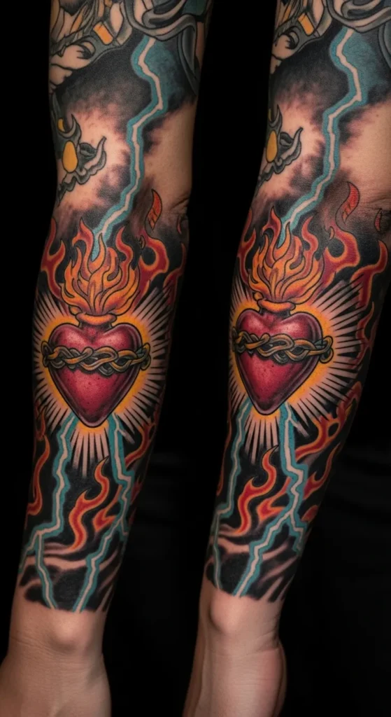 Sacred Heart with Lightning Strikes