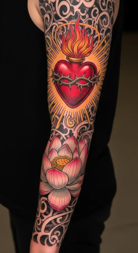  Sacred Heart with Lotus Flower