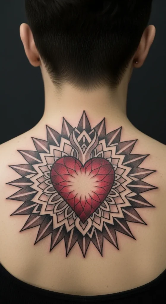 Sacred Heart with Mandala Pattern