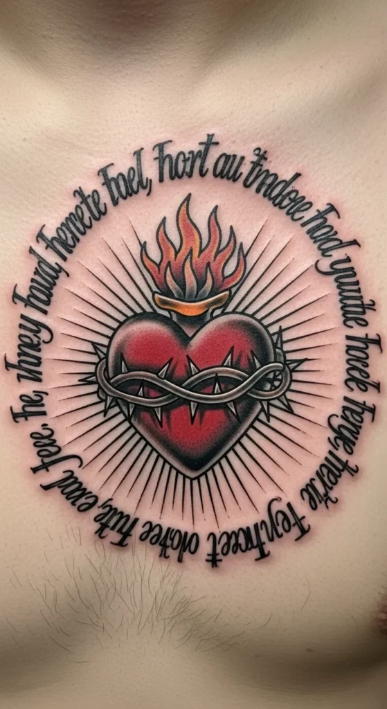 Sacred Heart with Prayers or Text