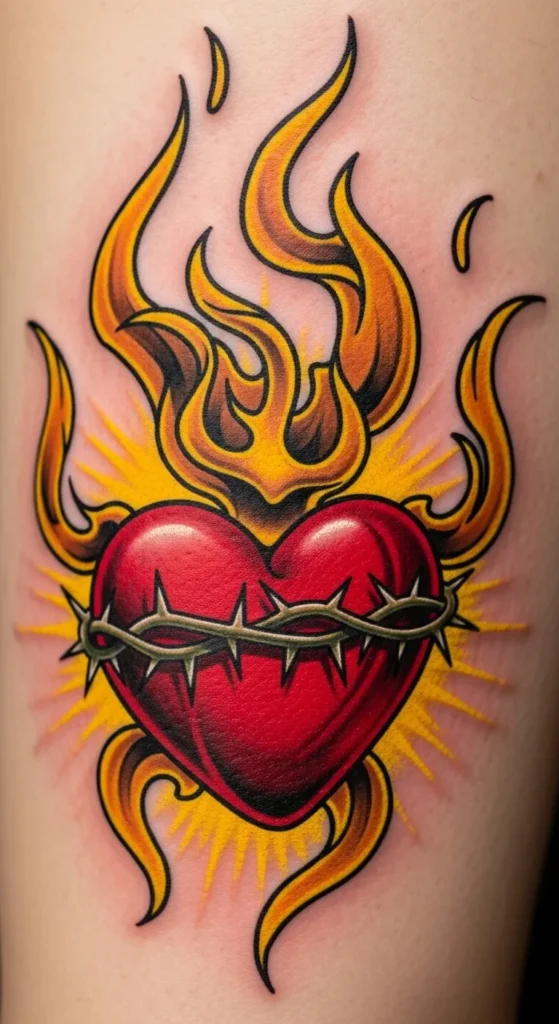 Sacred Heart with Radiant Flames