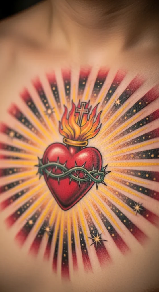Sacred Heart with Rays and Stars