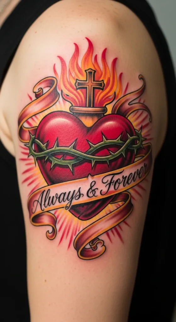  Sacred Heart with Ribbon Banner