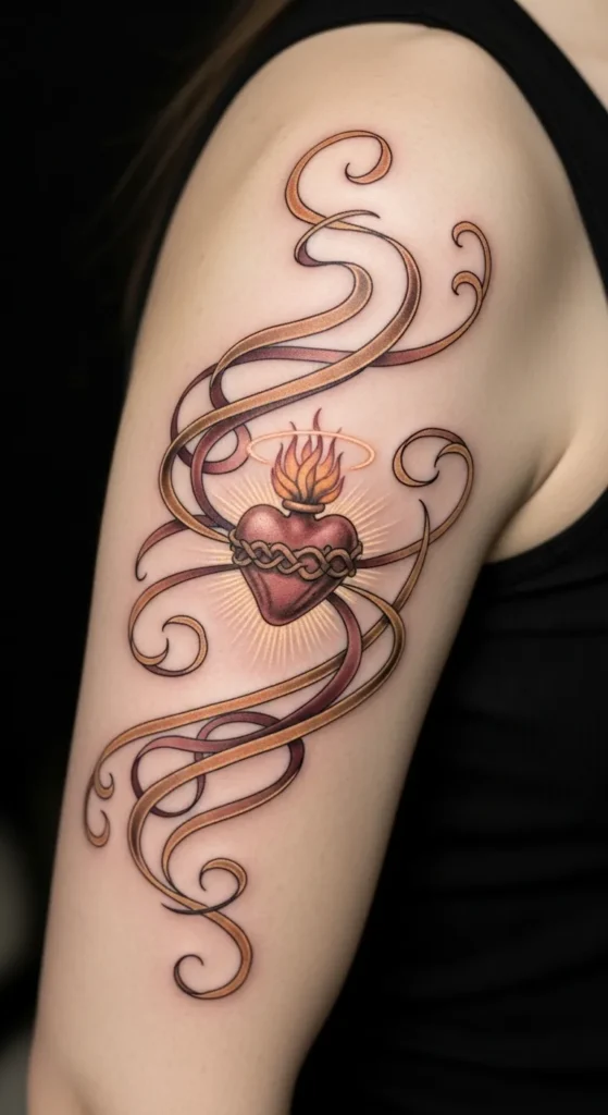 Sacred Heart with Ribbon Details
