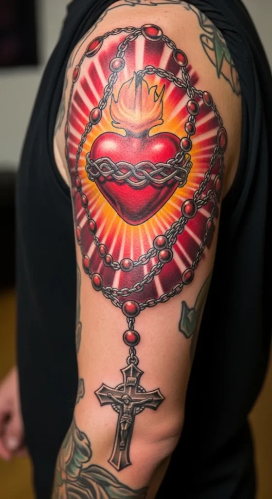  Sacred Heart with Rosary Chains