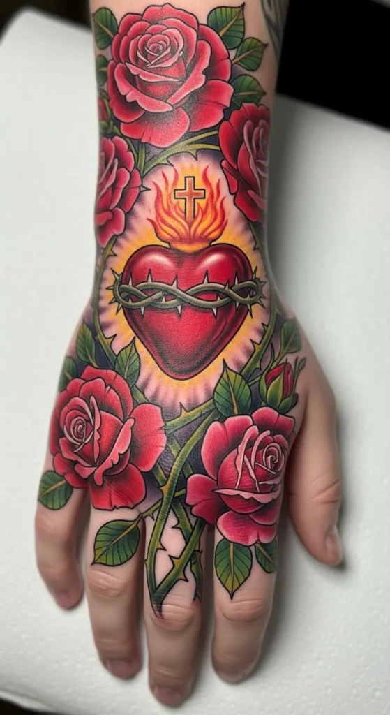 Sacred Heart with Rose Integration