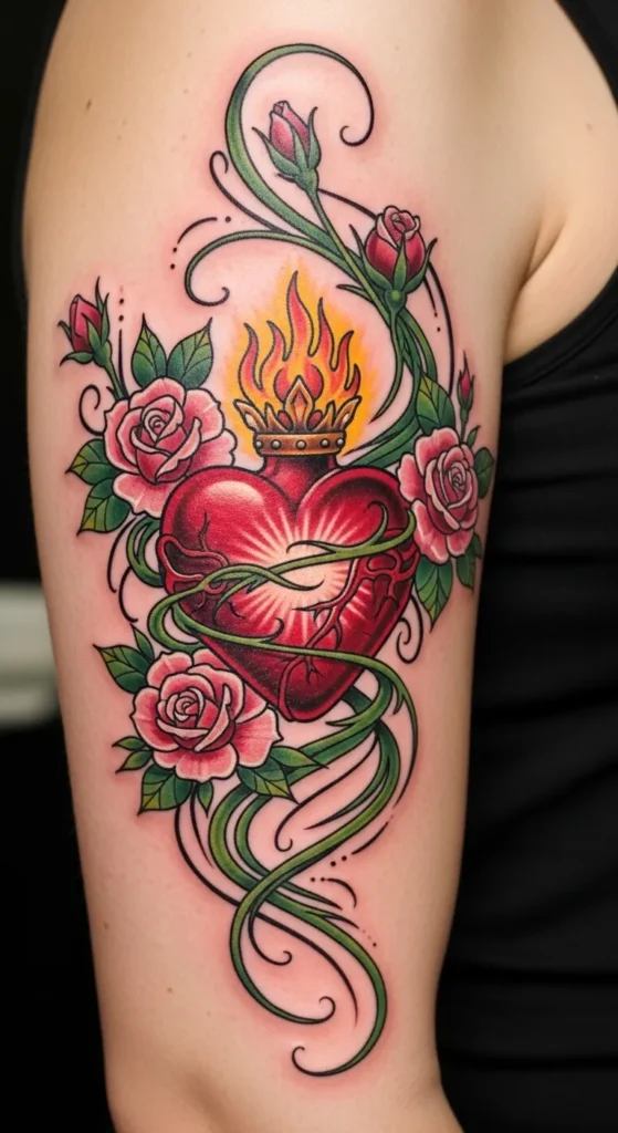 Sacred Heart with Rose and Vine Wrap