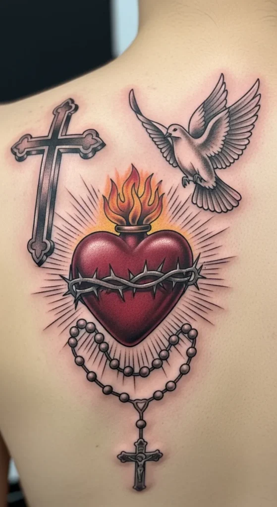 Sacred Heart with Sacred Symbols