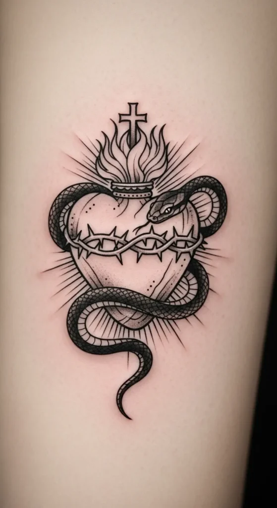 Sacred Heart with Serpentine Accents
