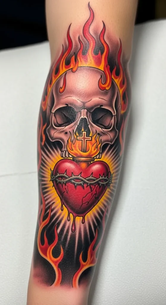 Sacred Heart with Skull Motif