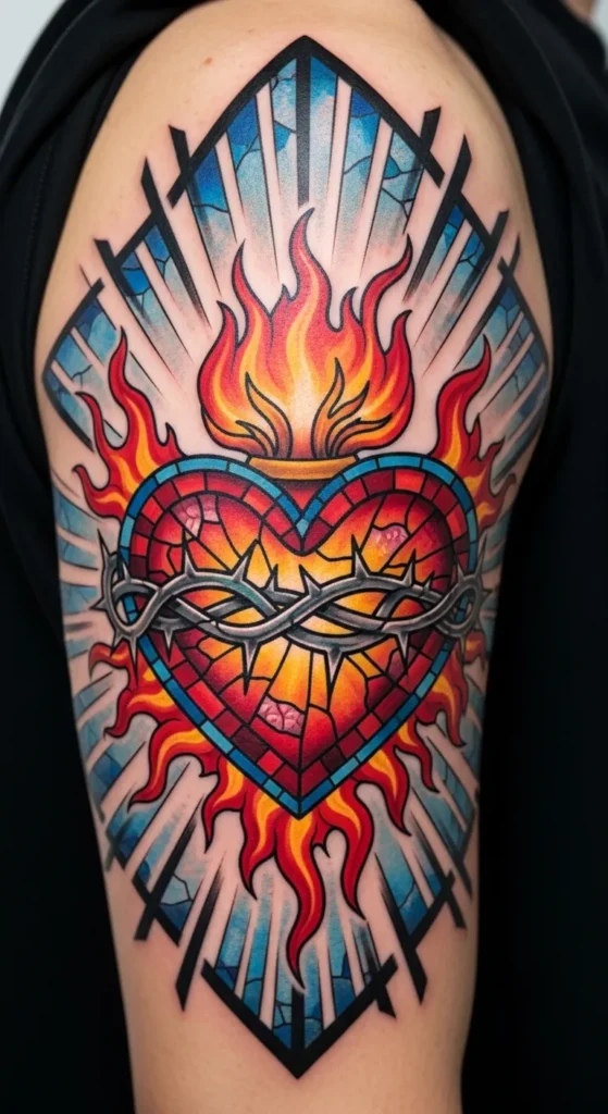 Sacred Heart with Stained-Glass Effect