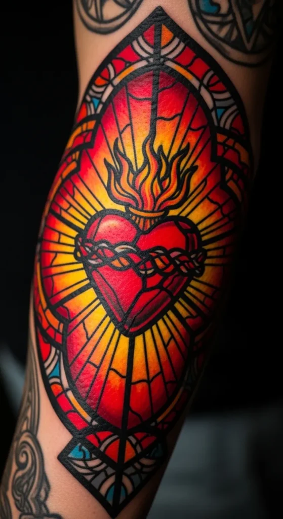 Sacred Heart with Stained Glass Style