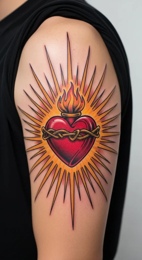 Sacred Heart with Sun Rays