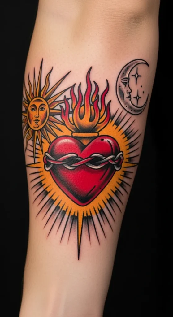 Sacred Heart with Sun and Moon