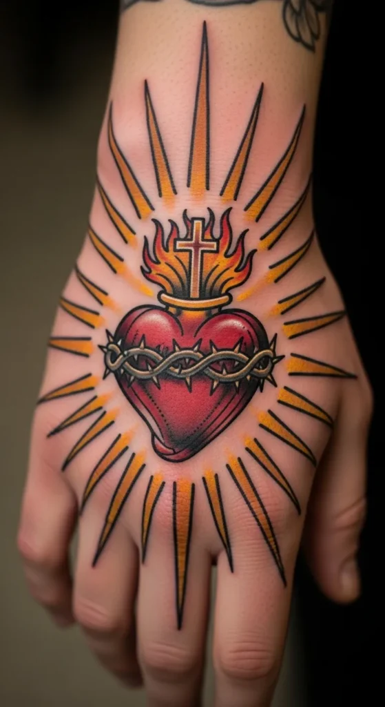 Sacred Heart with Sunburst Effect