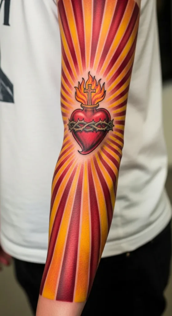Sacred Heart with Sunburst Effect