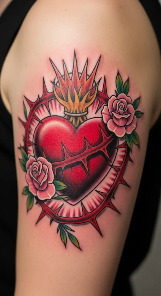 Sacred Heart with a Rose and Thorns