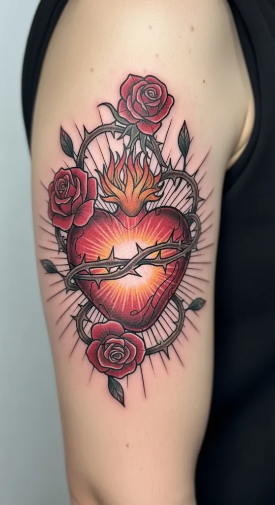 Sacred Heart with Thorny Roses
