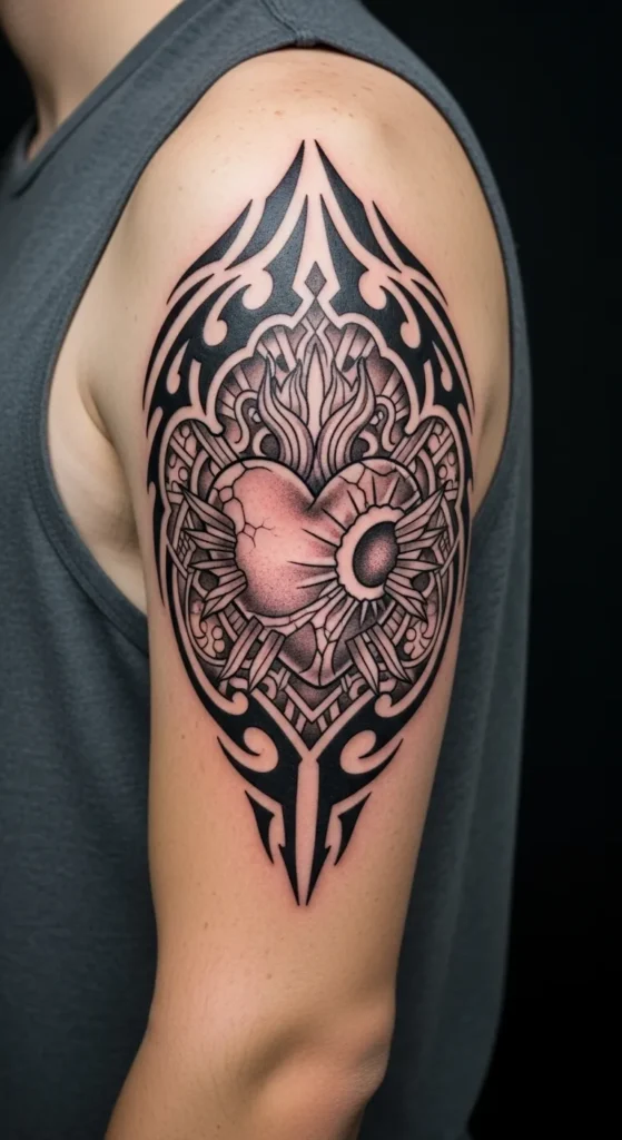 Sacred Heart with Tribal Elements