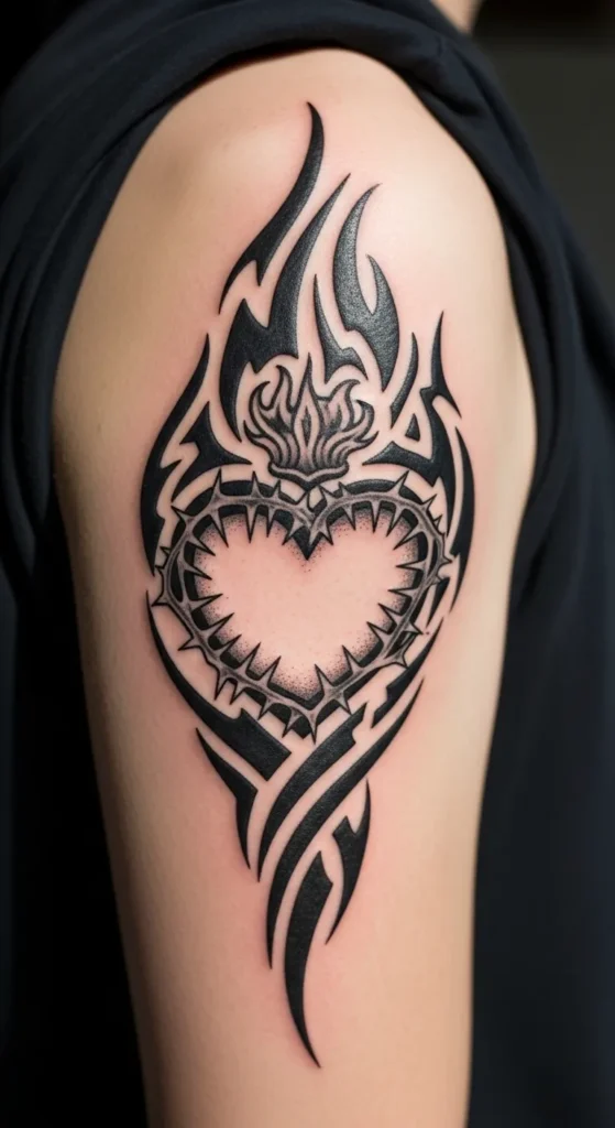 Sacred Heart with Tribal Patterns