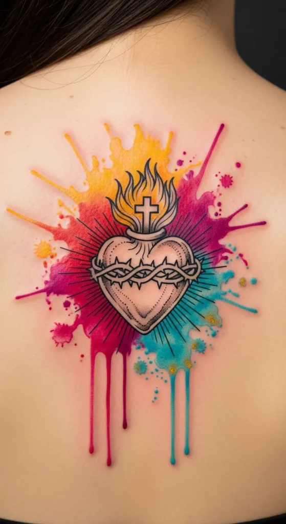 acred Heart with Watercolor Effects