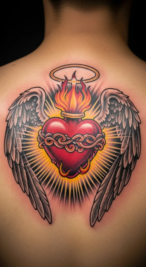 Sacred Heart with Wings and Halo