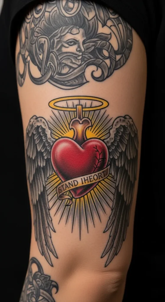 Sacred Heart with Wings and Halo