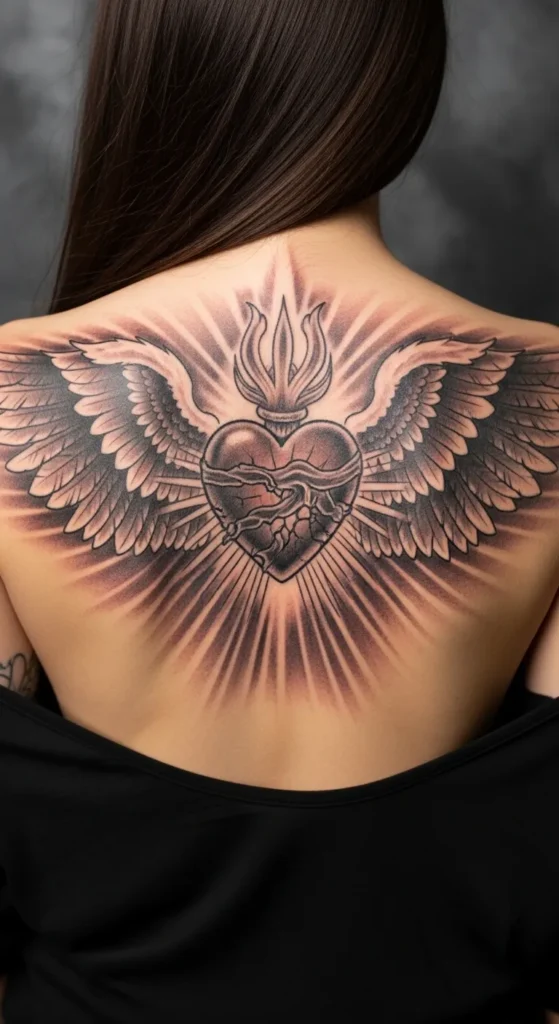 Sacred Heart with Wings on Back