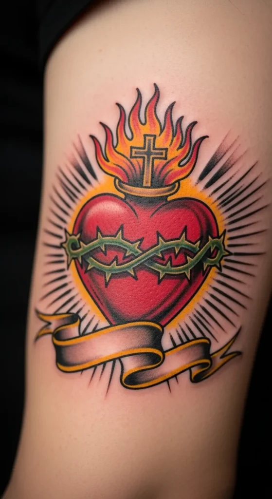 Sacred Heart with a Banner