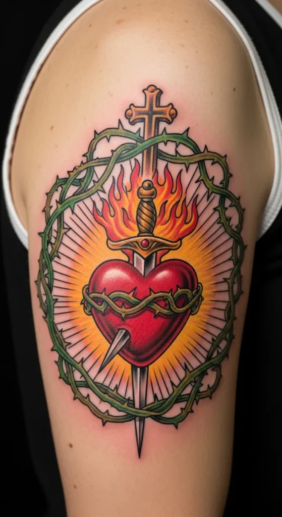Sacred Heart with a Cross