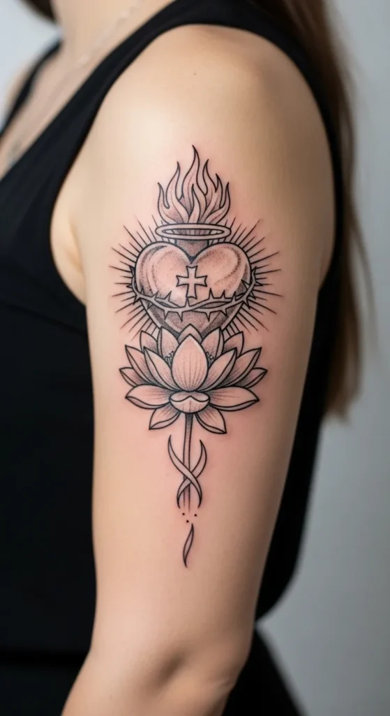 Sacred Heart with a Lotus Flower