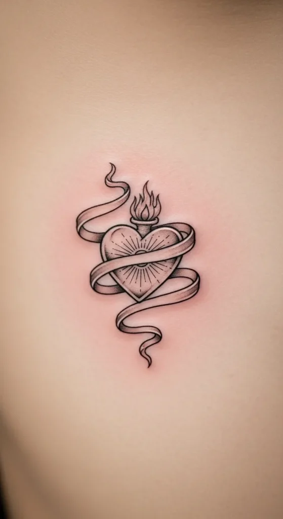 Sacred Heart with a Ribbon