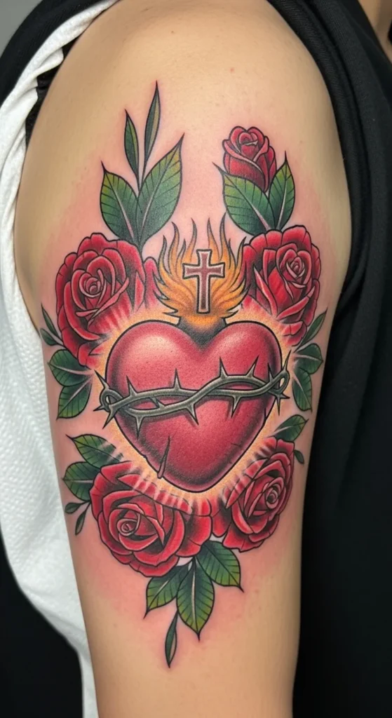 Sacred Heart with a Rose