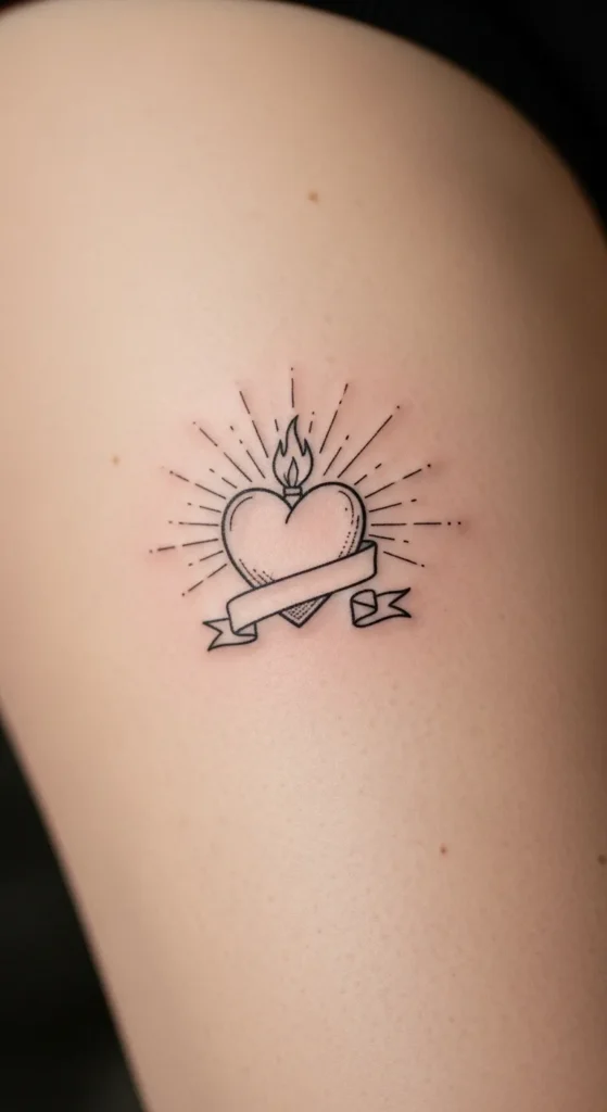 Sacred Heart with a Small Banner