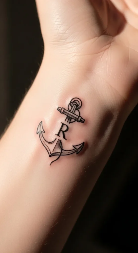 Tiny Anchor with Initial