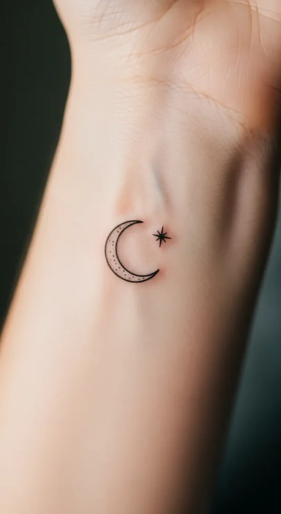  Tiny Crescent Moon and Star