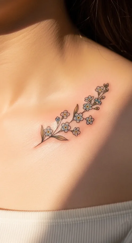 Tiny Forget-Me-Not on the Collarbone